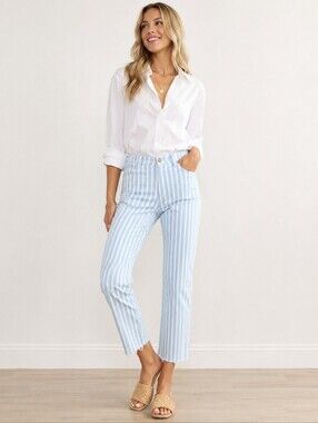 THE KIT. by Daniel Vosovic Cropped Alexa Jeans Blue White Stripe NWT Size 4